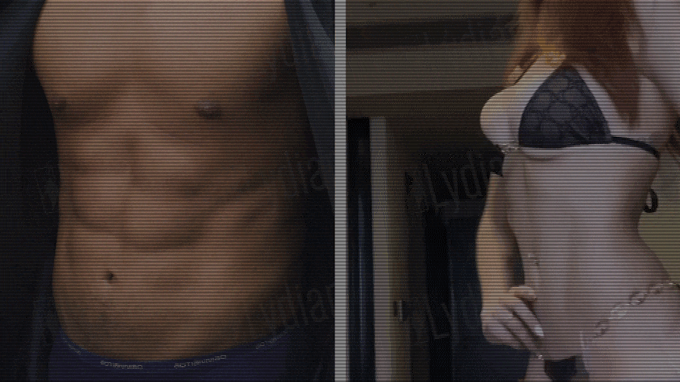 showcasing beautiful and fit man and woman abdomen in gif format